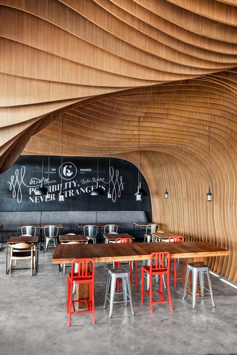 wavy slats structure wall cafe wavy slats structure wall cafe