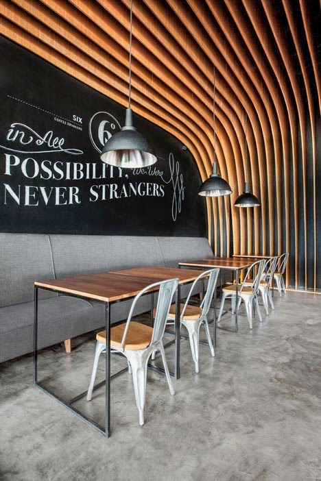 wavy slats structure wall cafe wavy slats structure wall cafe