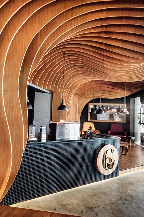 wavy slats structure wall cafe wavy slats structure wall cafe