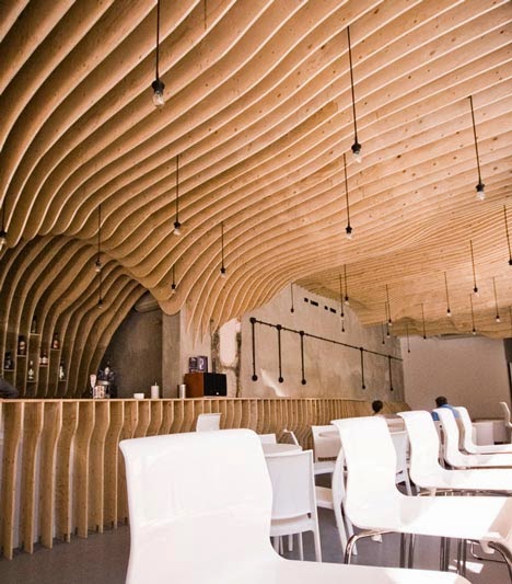 wavy slats structure wall cafe wavy slats structure wall cafe