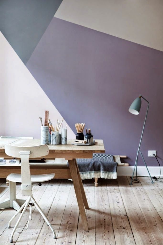 creative wall paint with geometrical pattern