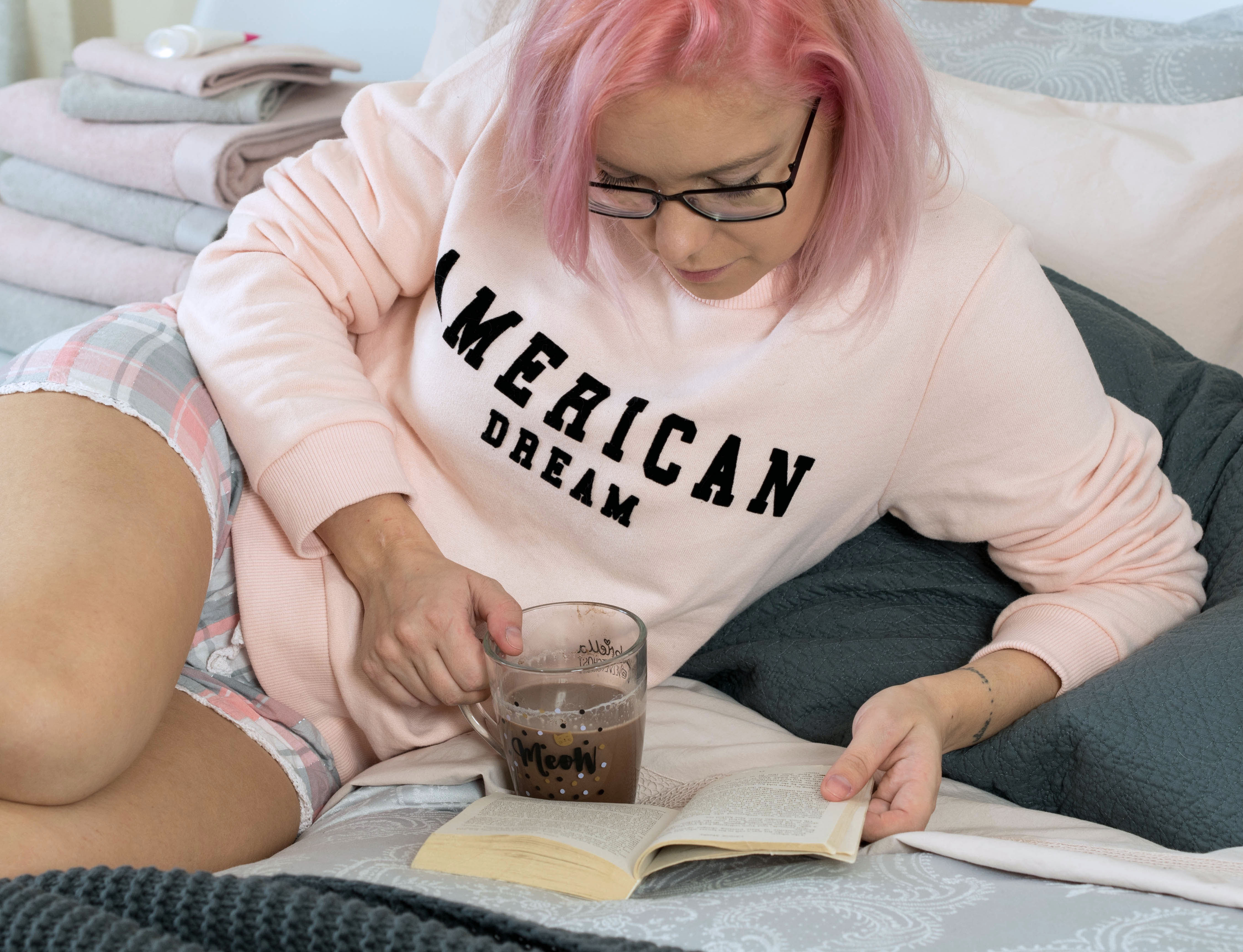 reading book in bed