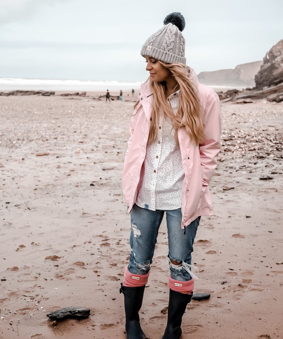 wellies and pink jacket