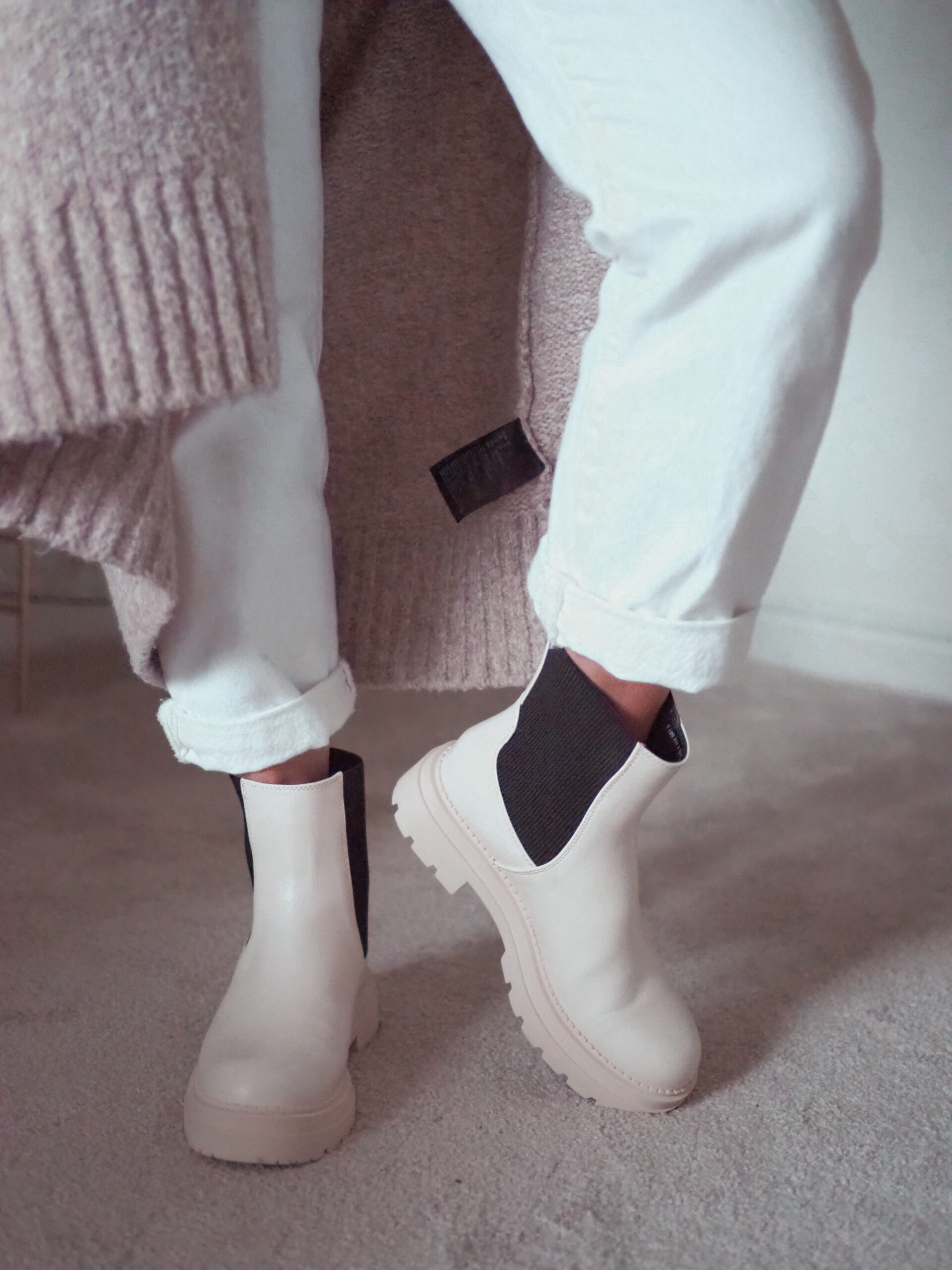 cream chelsea boots
